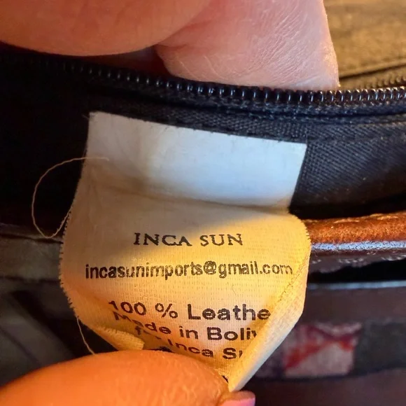 Vintage Artisanal Inca Sun Leather Tote Bag Made in Bolivia - Picture 2 of 15